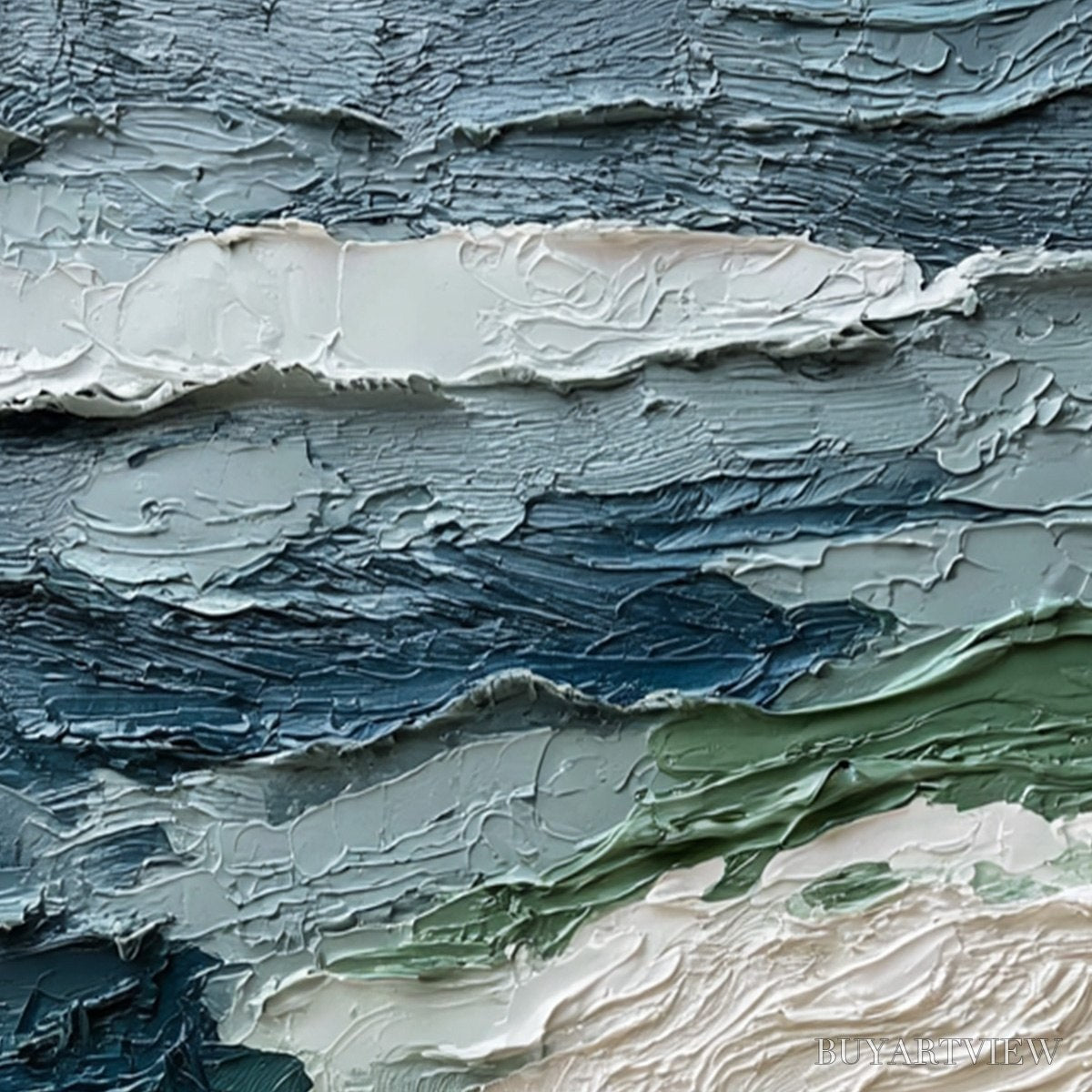 ARTOVITAS Atlantic Crest – Textured Wabi Sabi Seascape Impasto Oil Painting - image 5
