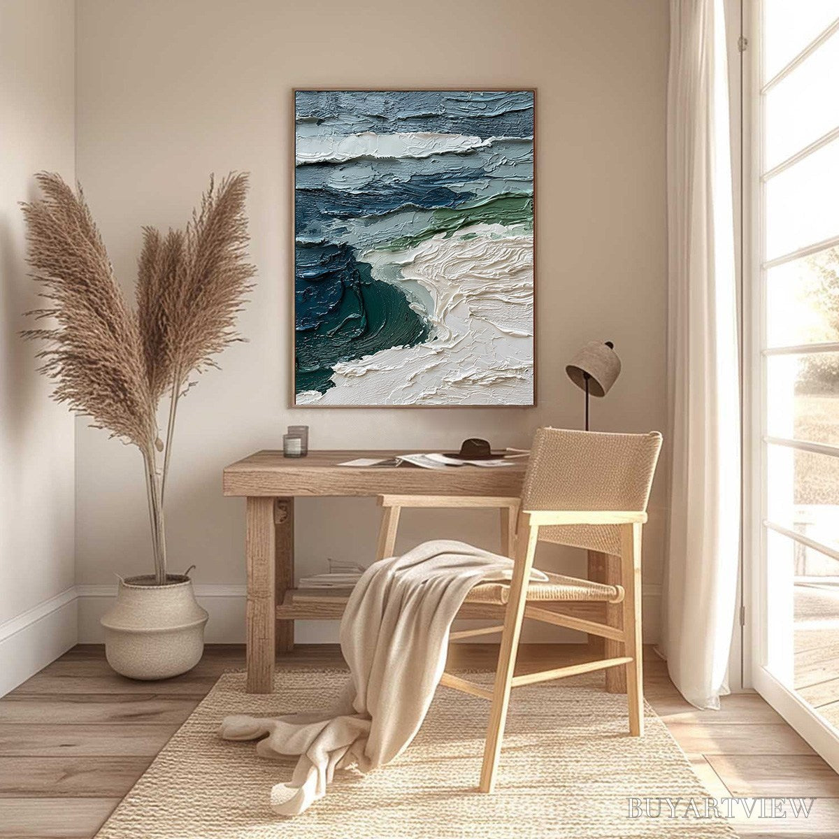 ARTOVITAS Atlantic Crest – Textured Wabi Sabi Seascape Impasto Oil Painting - image 6