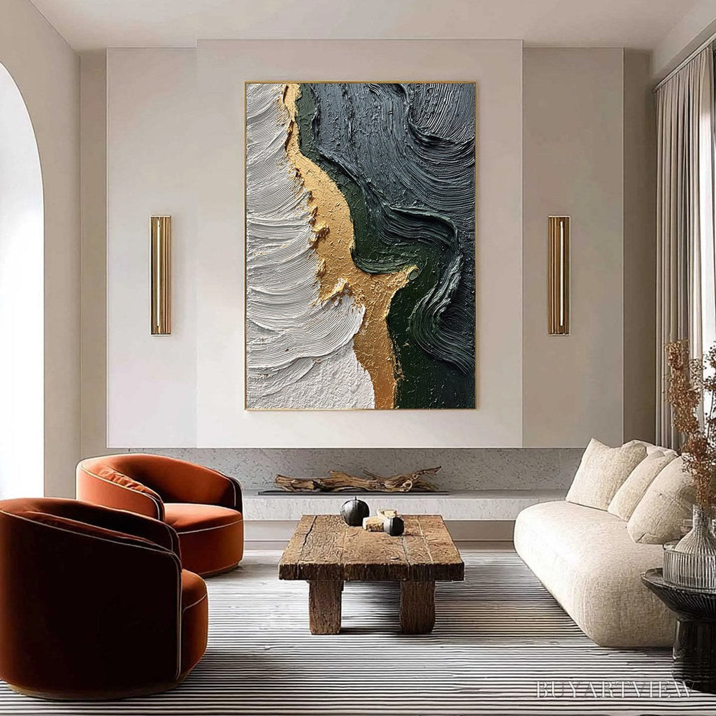 ARTOVITAS Emerald Shore – Textured Abstract Wabi Sabi - image 2