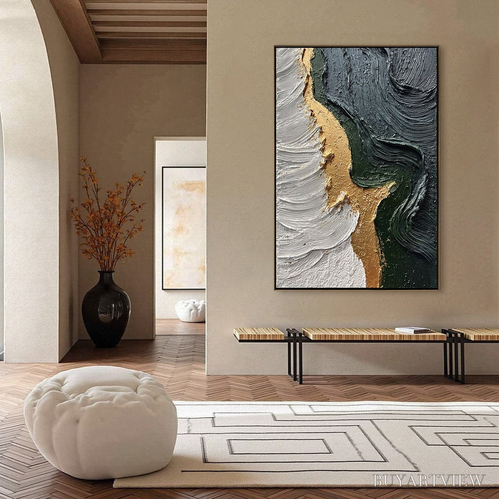 ARTOVITAS Emerald Shore – Textured Abstract Wabi Sabi - image 4