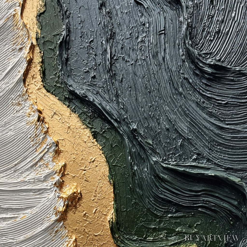 ARTOVITAS Emerald Shore – Textured Abstract Wabi Sabi - image 5