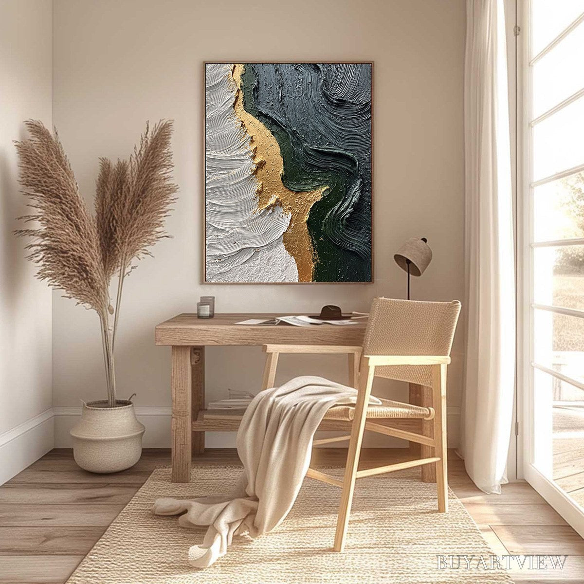 ARTOVITAS Emerald Shore – Textured Abstract Wabi Sabi - image 6