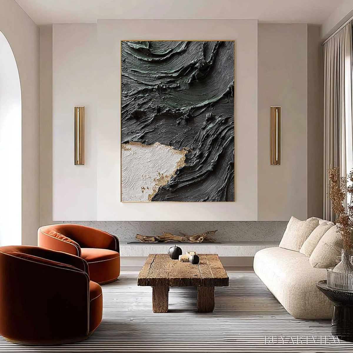ARTOVITAS Terra Firma – Heavy Texture Wabi Sabi Abstract Painting with Gold Leaf - image 2