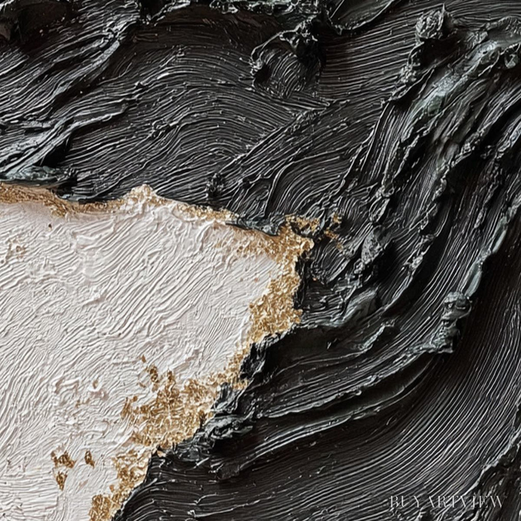 ARTOVITAS Terra Firma – Heavy Texture Wabi Sabi Abstract Painting with Gold Leaf - image 3
