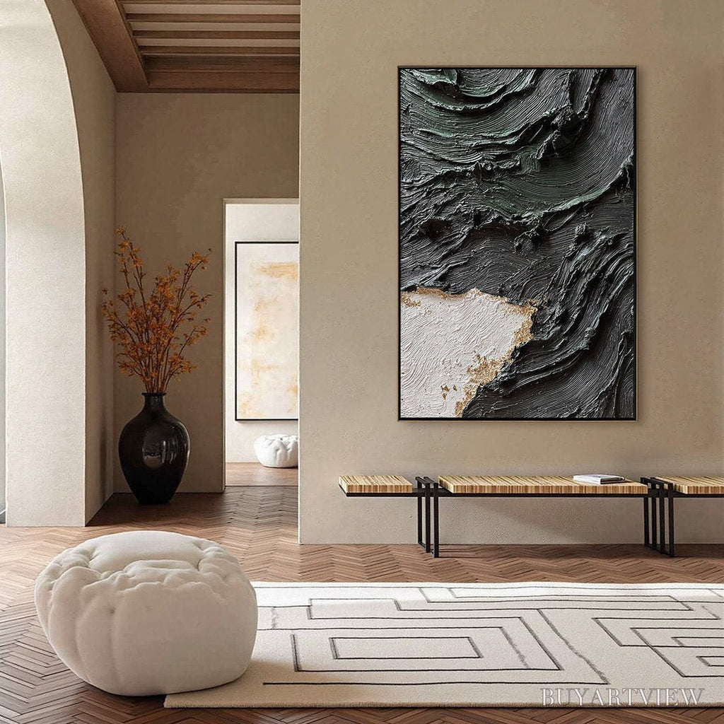 ARTOVITAS Terra Firma – Heavy Texture Wabi Sabi Abstract Painting with Gold Leaf - image 4
