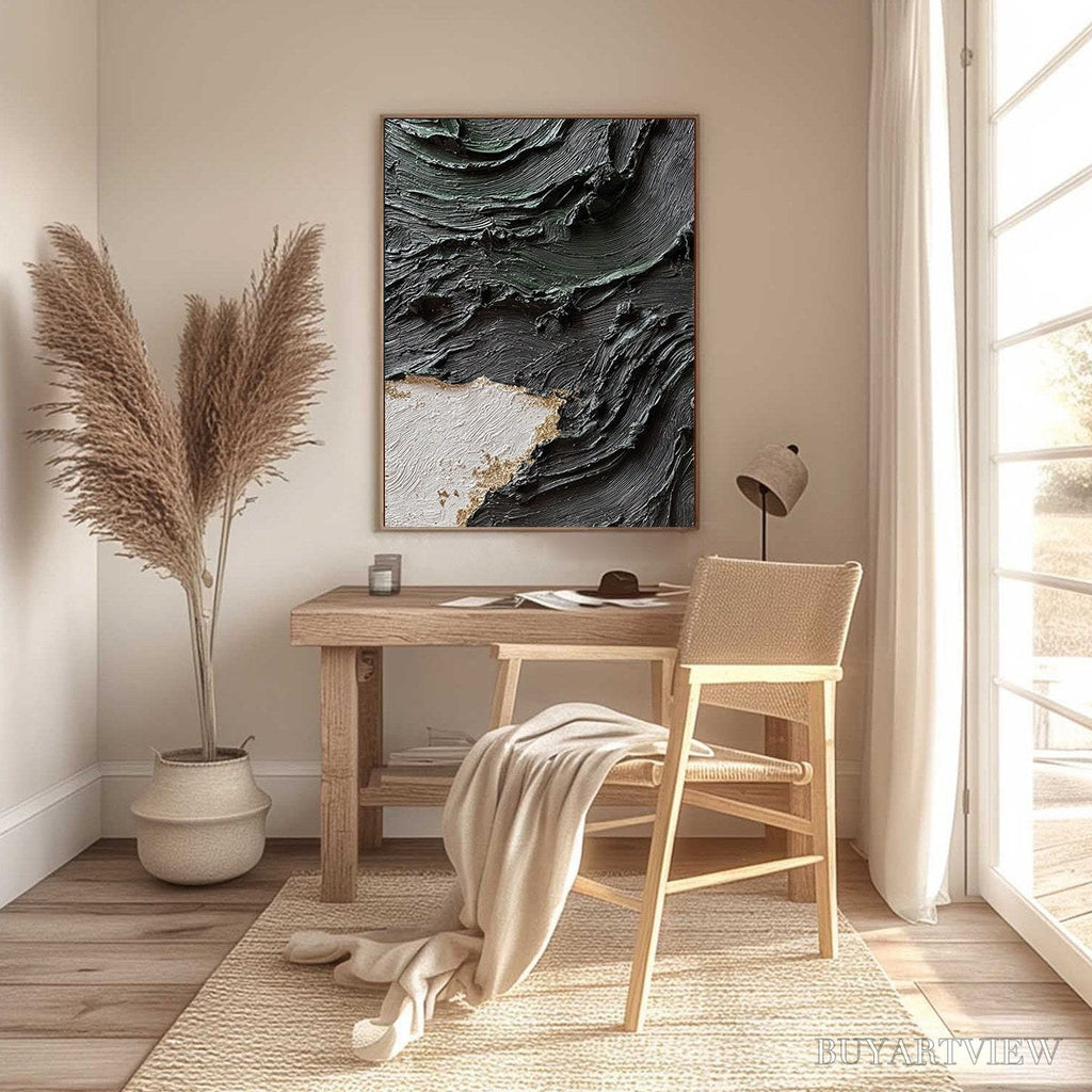 ARTOVITAS Terra Firma – Heavy Texture Wabi Sabi Abstract Painting with Gold Leaf - image 6