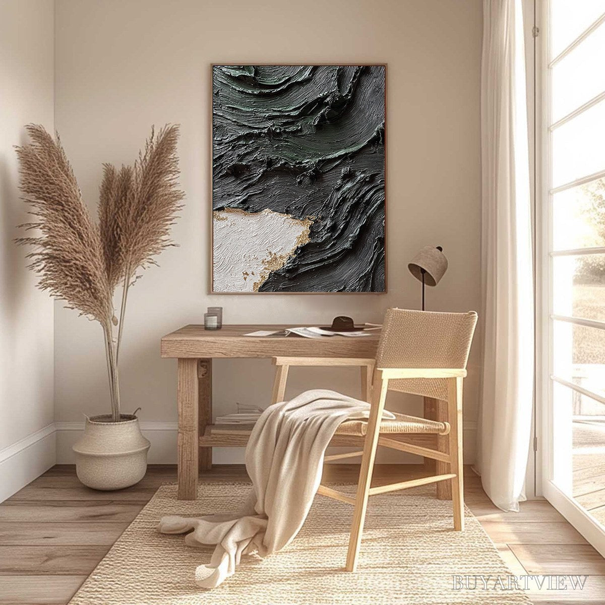 ARTOVITAS Terra Firma – Heavy Texture Wabi Sabi Abstract Painting with Gold Leaf - image 6