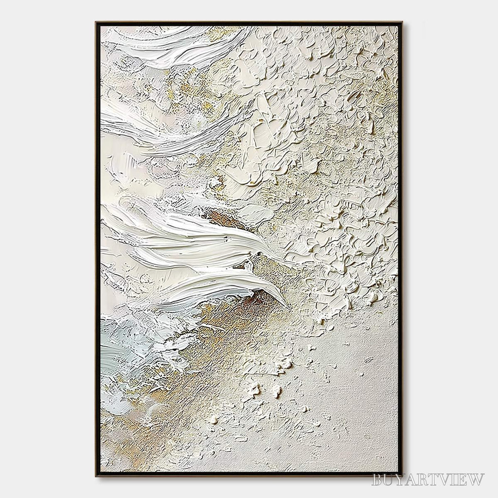 ARTOVITAS Whitewater Whisper – Textured Wabi Sabi Abstract Seascape Painting - image 1