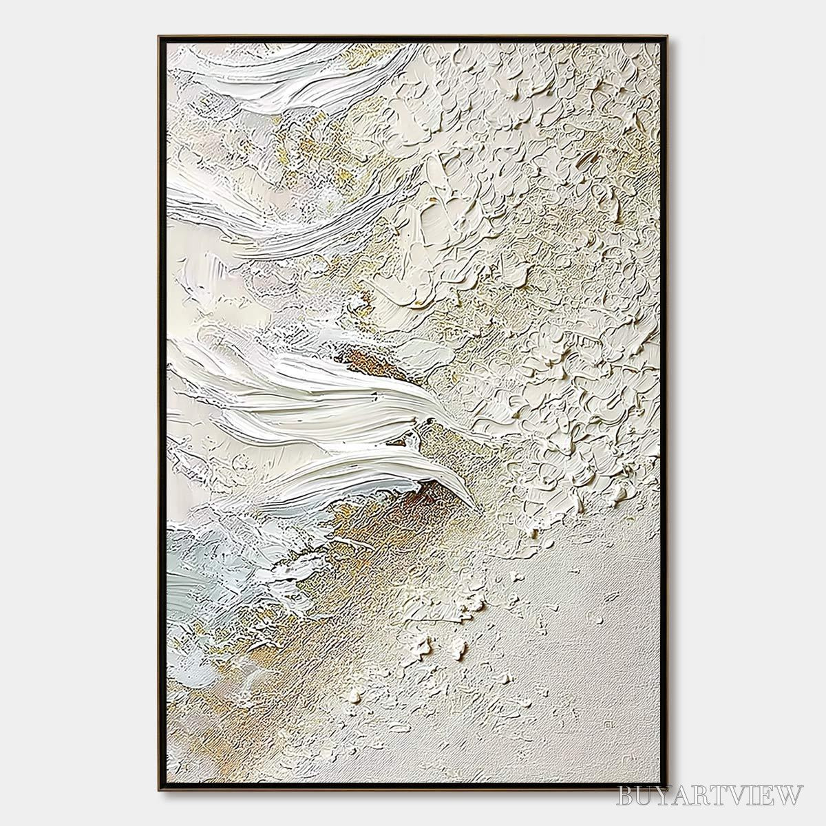 ARTOVITAS Whitewater Whisper – Textured Wabi Sabi Abstract Seascape Painting - image 1