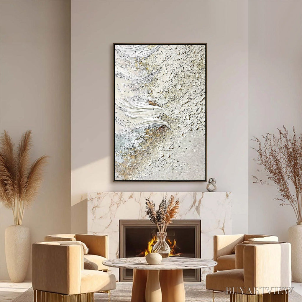 ARTOVITAS Whitewater Whisper – Textured Wabi Sabi Abstract Seascape Painting - image 2