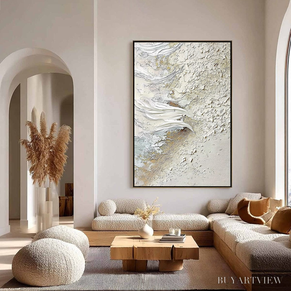 ARTOVITAS Whitewater Whisper – Textured Wabi Sabi Abstract Seascape Painting - image 4