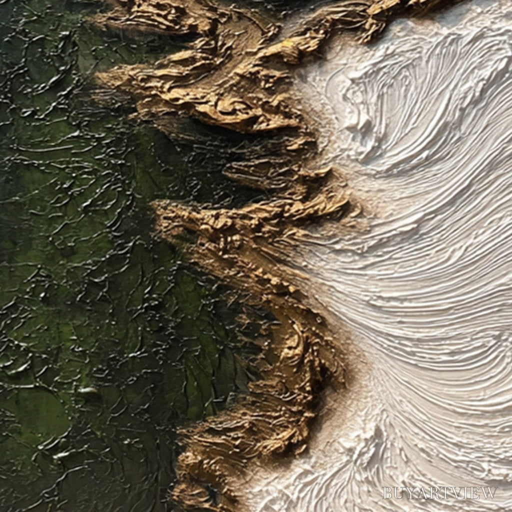 ARTOVITAS Emerald Shore – Wabi Sabi Textured Abstract Coastal Painting - image 3