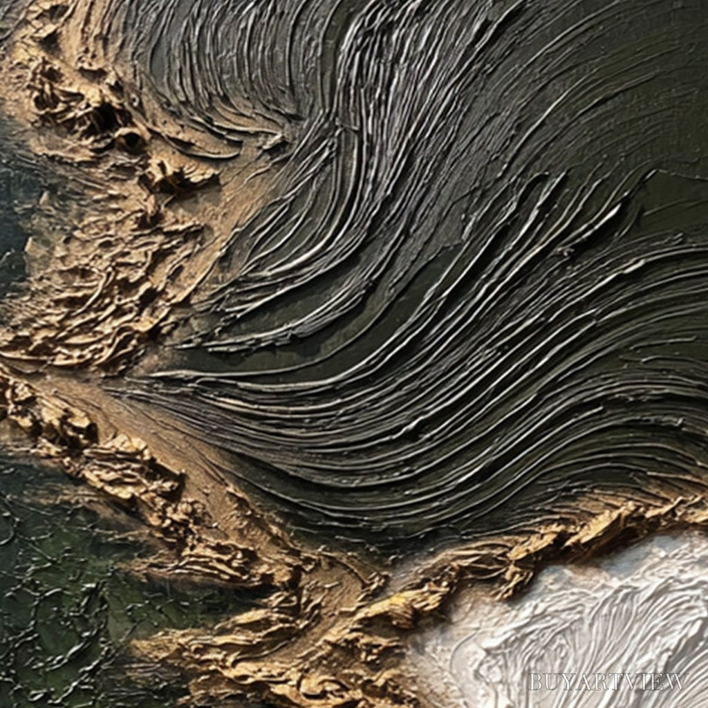 ARTOVITAS Emerald Shore – Wabi Sabi Textured Abstract Coastal Painting - image 5
