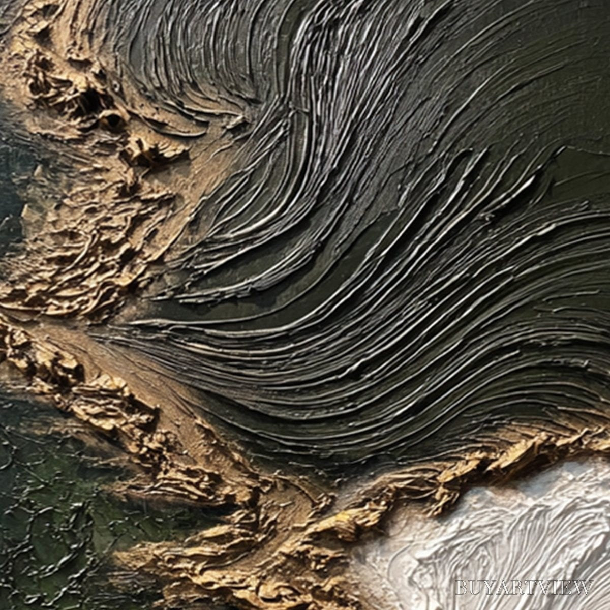 ARTOVITAS Emerald Shore – Wabi Sabi Textured Abstract Coastal Painting - image 5