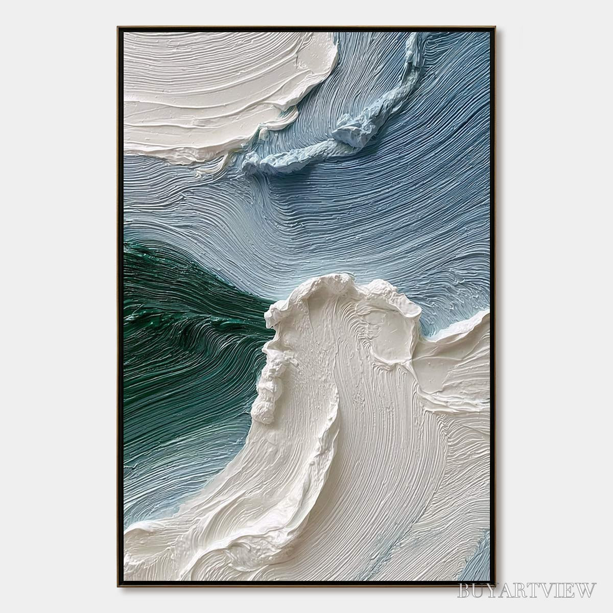 ARTOVITAS Aegean Crest – Heavily Textured Wabi Sabi Abstract Seascape Painting - image 1