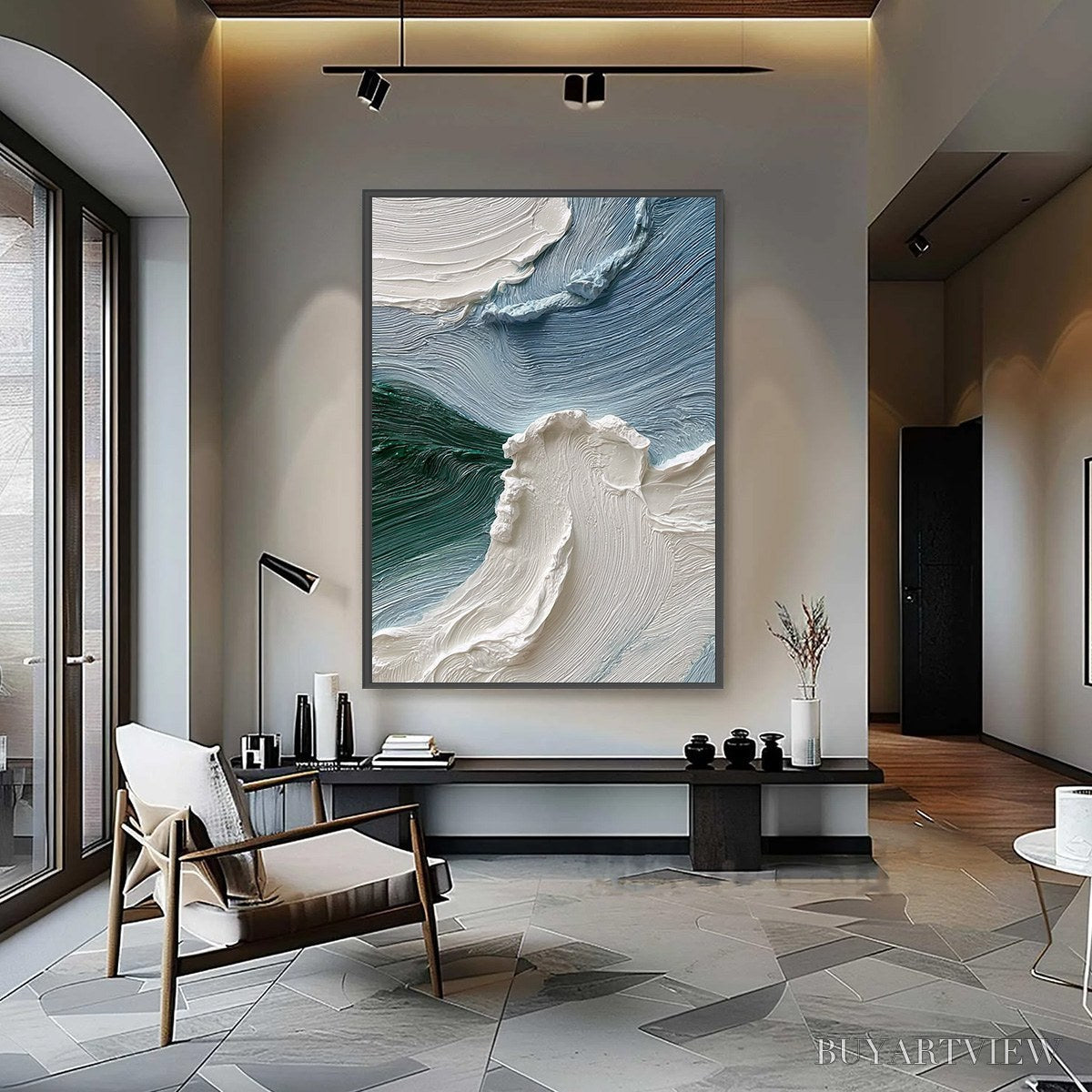 ARTOVITAS Aegean Crest – Heavily Textured Wabi Sabi Abstract Seascape Painting - image 2