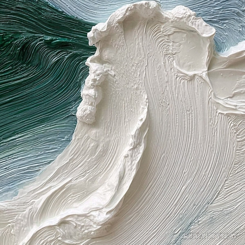 ARTOVITAS Aegean Crest – Heavily Textured Wabi Sabi Abstract Seascape Painting - image 3