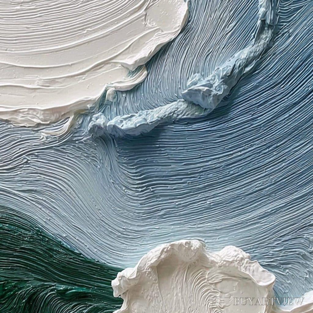 ARTOVITAS Aegean Crest – Heavily Textured Wabi Sabi Abstract Seascape Painting - image 5
