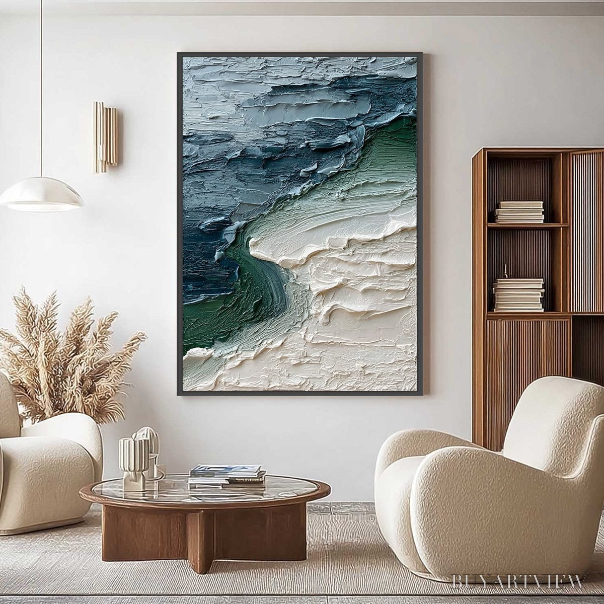 ARTOVITAS Tidal Convergence – Textured Wabi Sabi Abstract Seascape Painting - image 2