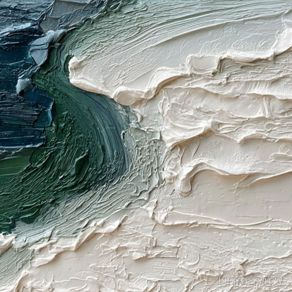 ARTOVITAS Tidal Convergence – Textured Wabi Sabi Abstract Seascape Painting - image 3