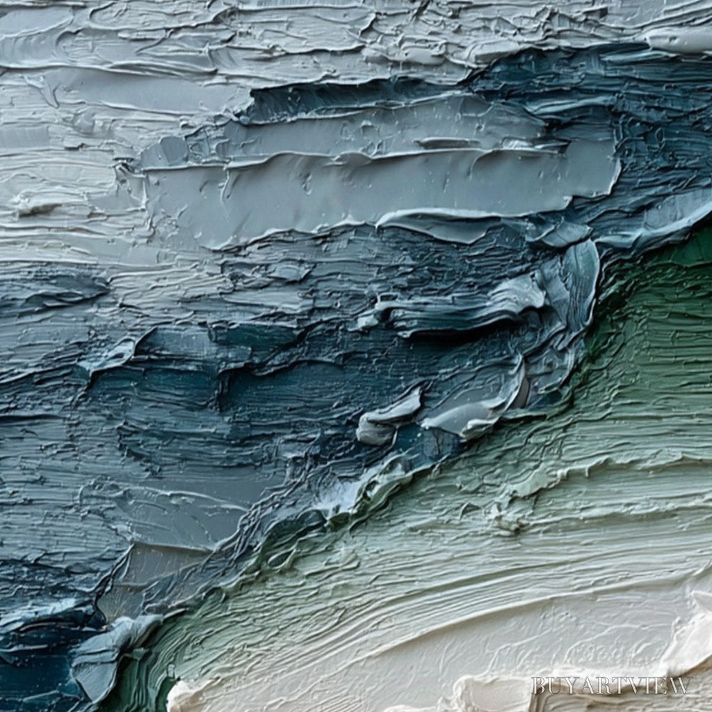 ARTOVITAS Tidal Convergence – Textured Wabi Sabi Abstract Seascape Painting - image 5