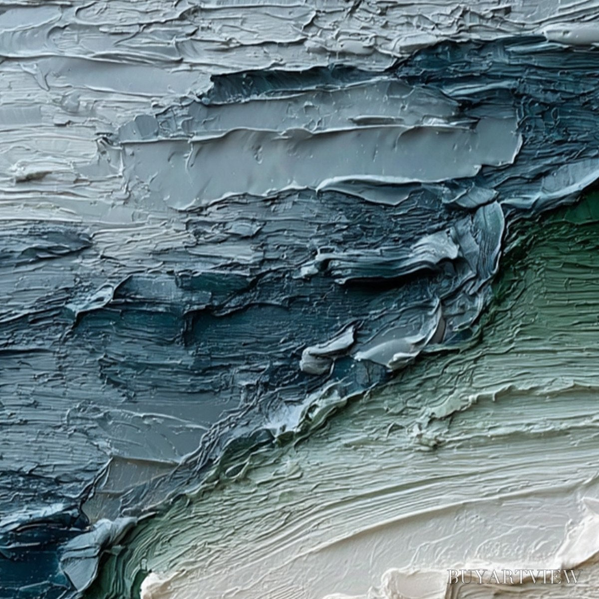 ARTOVITAS Tidal Convergence – Textured Wabi Sabi Abstract Seascape Painting - image 5