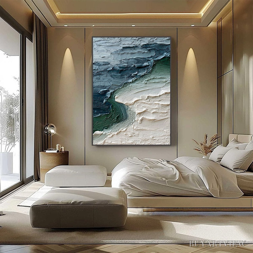 ARTOVITAS Tidal Convergence – Textured Wabi Sabi Abstract Seascape Painting - image 6
