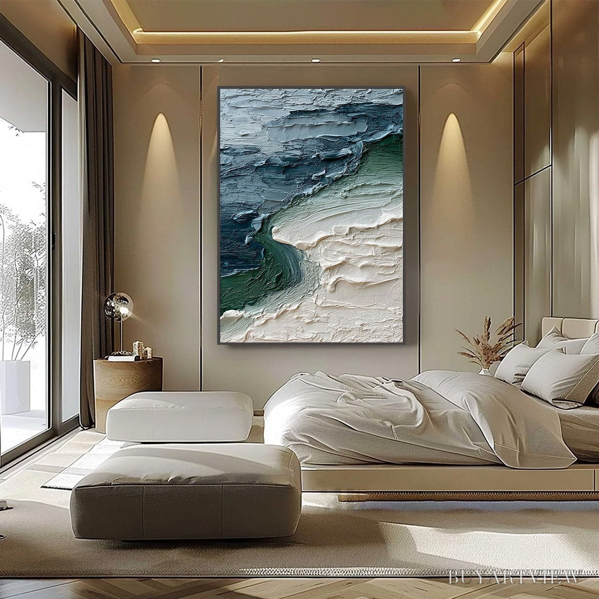 ARTOVITAS Tidal Convergence – Textured Wabi Sabi Abstract Seascape Painting - image 6