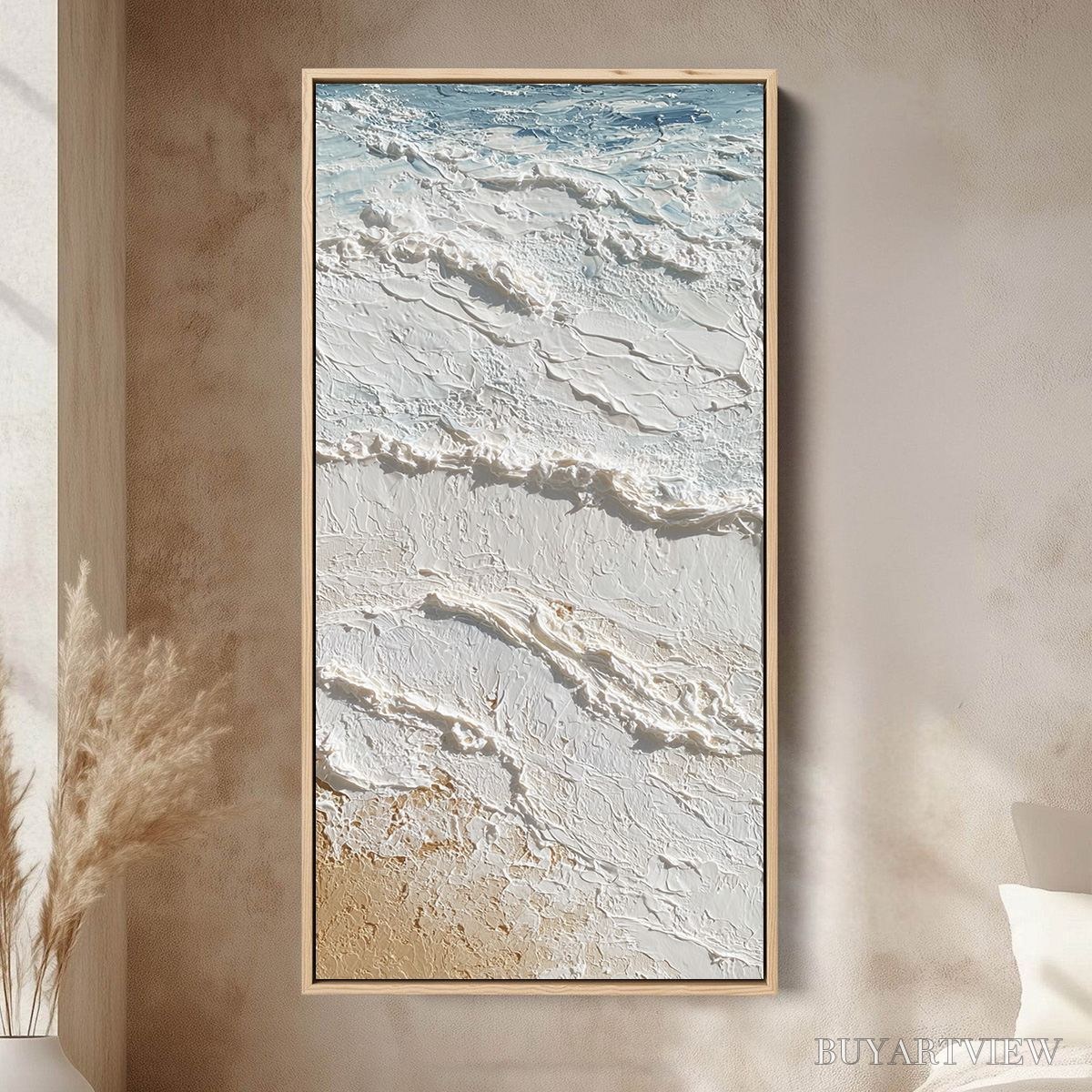 ARTOVITAS Shoreline Whispers – Textured Wabi Sabi Coastal Painting - image 2