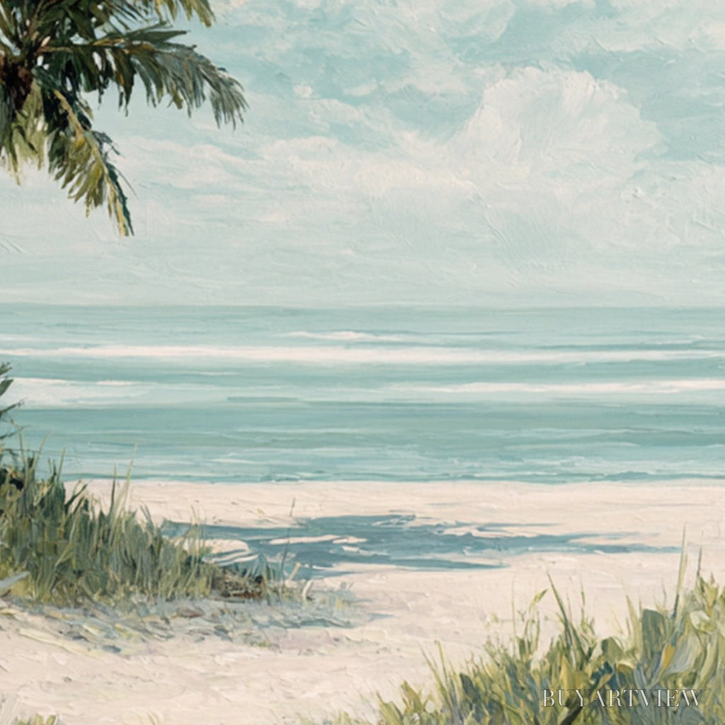 ARTOVITAS Ocean Breeze – Serene Coastal Palm Tree Beach Painting - image 3