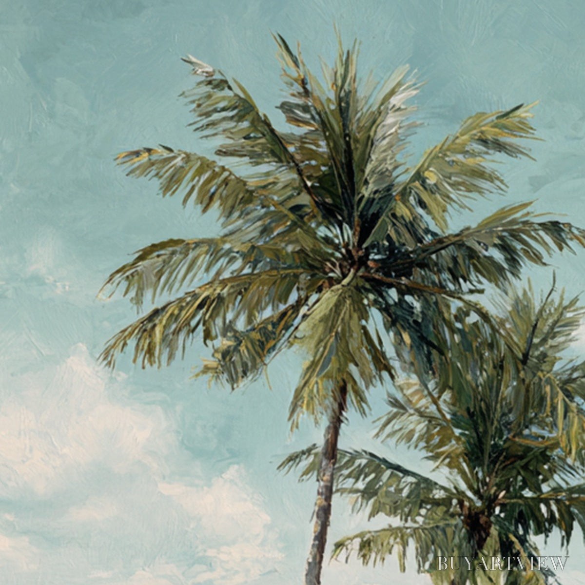 ARTOVITAS Ocean Breeze – Serene Coastal Palm Tree Beach Painting - image 5