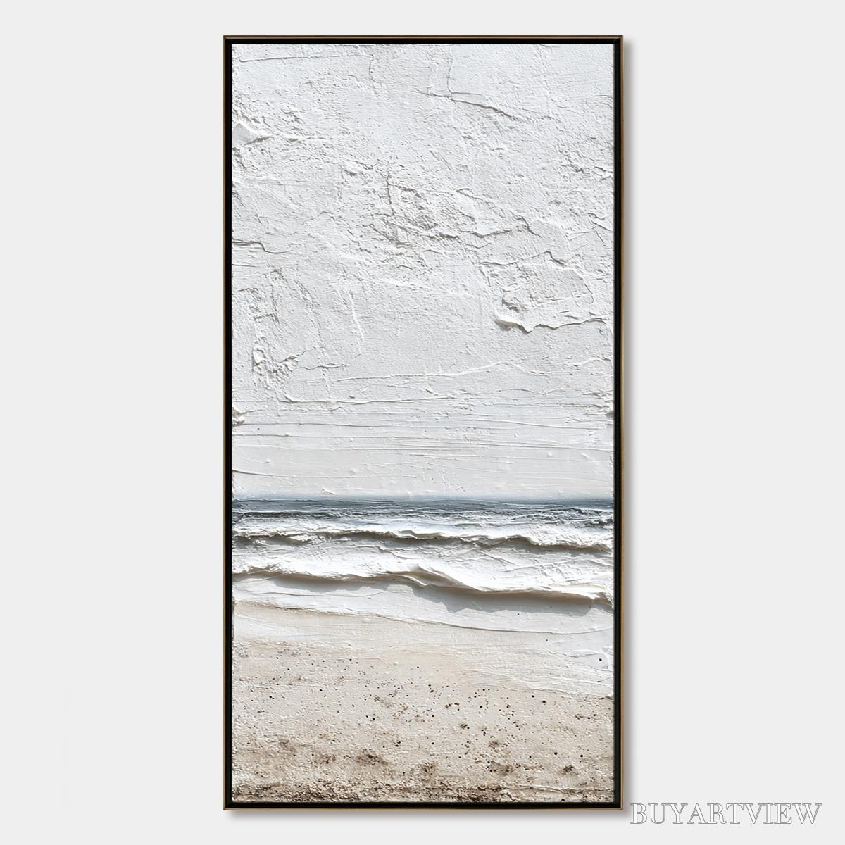 ARTOVITAS Whispering Tide – Textured Wabi Sabi Beach Scene Painting - image 1