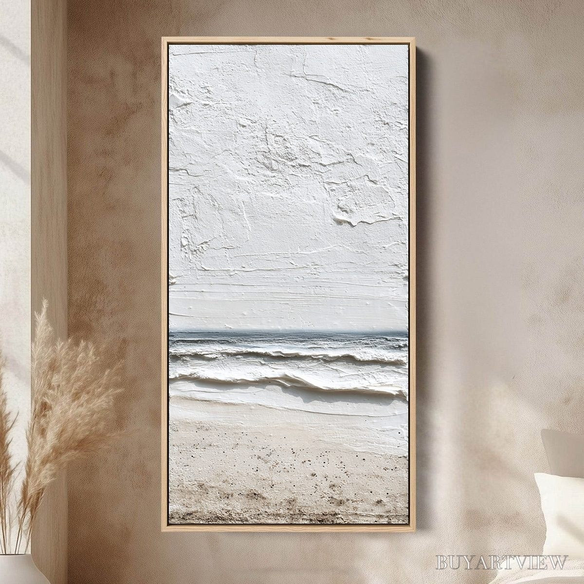 ARTOVITAS Whispering Tide – Textured Wabi Sabi Beach Scene Painting - image 2