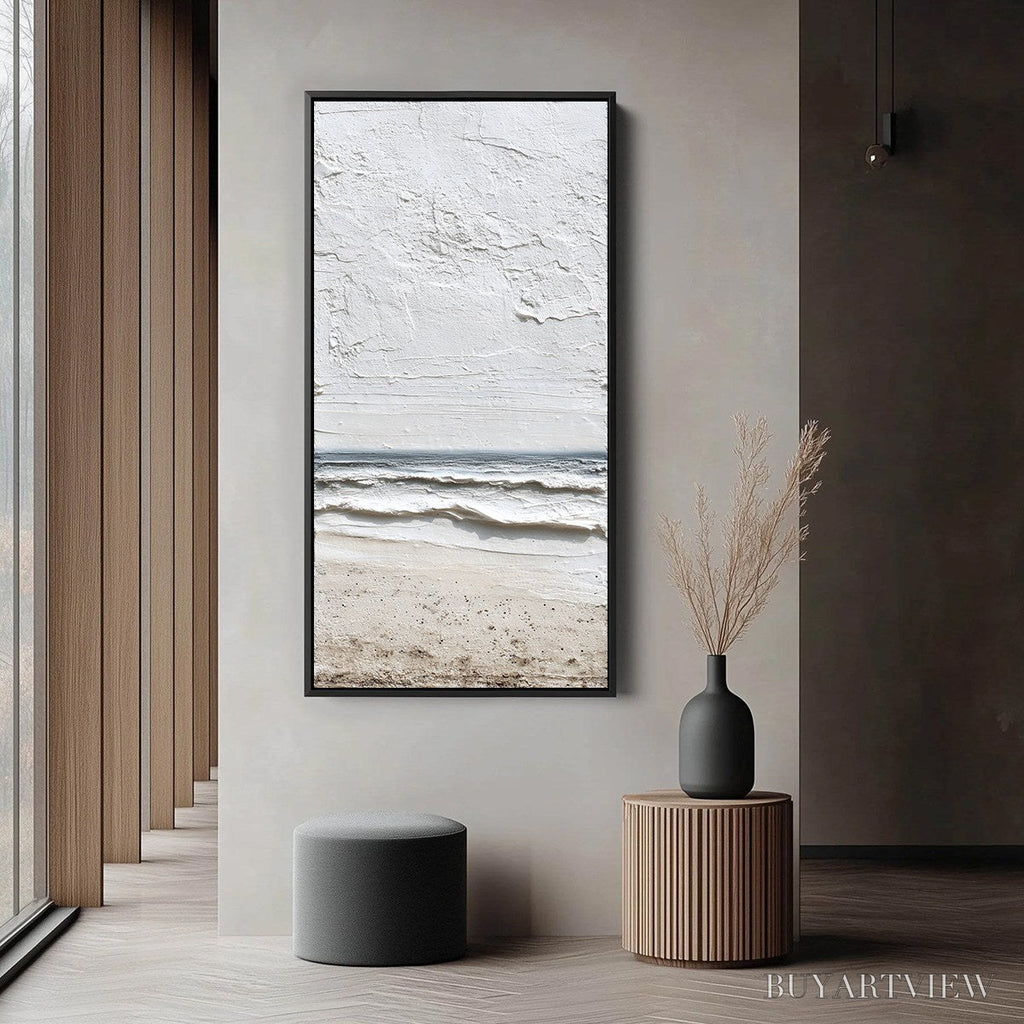 ARTOVITAS Whispering Tide – Textured Wabi Sabi Beach Scene Painting - image 4