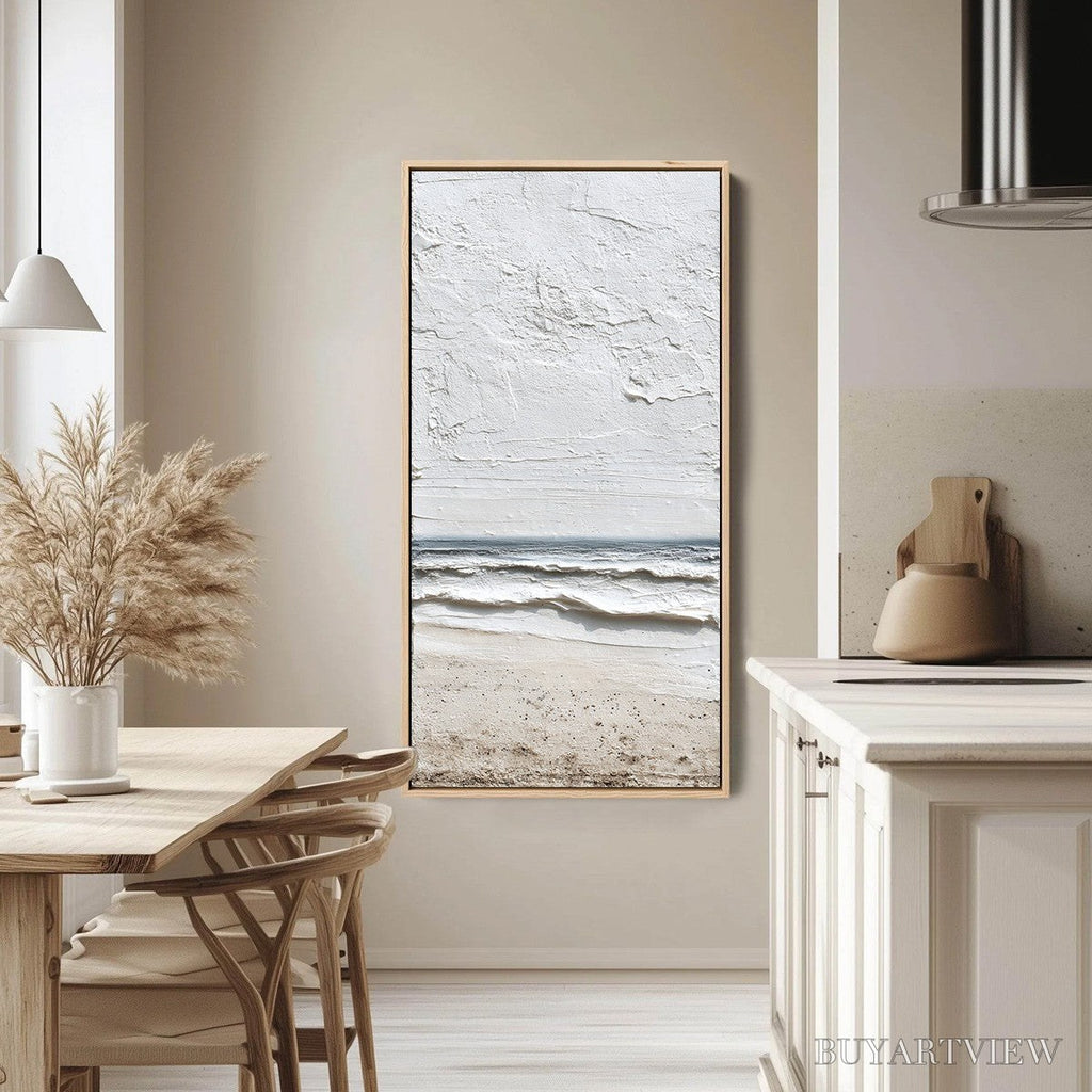 ARTOVITAS Whispering Tide – Textured Wabi Sabi Beach Scene Painting - image 5