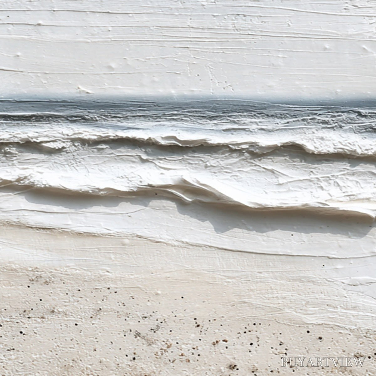 ARTOVITAS Whispering Tide – Textured Wabi Sabi Beach Scene Painting - image 6