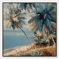 ARTOVITAS Cerulean Shore – Textured Impasto Palm Tree Beach Painting - image 1