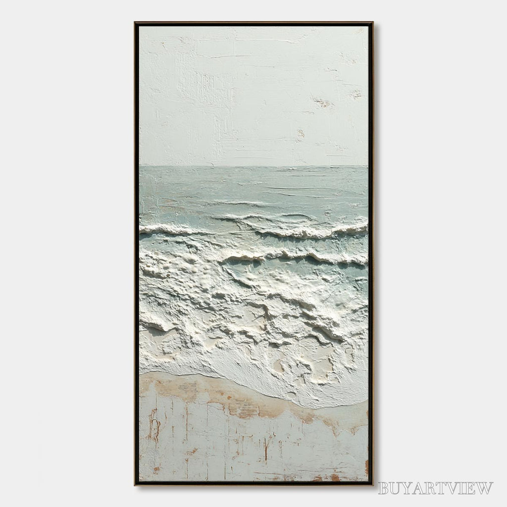ARTOVITAS Whispering Tide – Textured Minimalist Impasto Seascape Painting - image 1