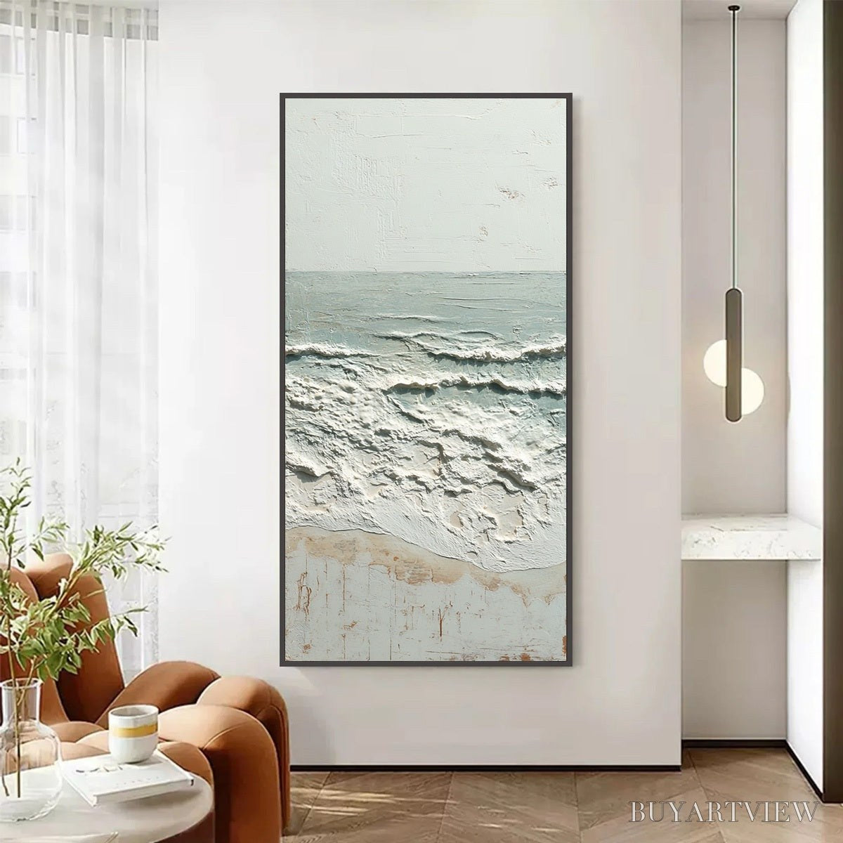 ARTOVITAS Whispering Tide – Textured Minimalist Impasto Seascape Painting - image 2