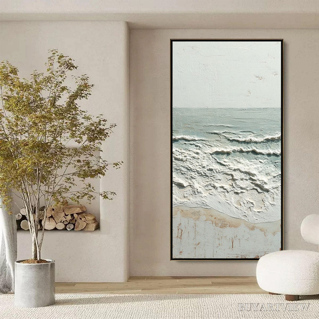 ARTOVITAS Whispering Tide – Textured Minimalist Impasto Seascape Painting - image 6