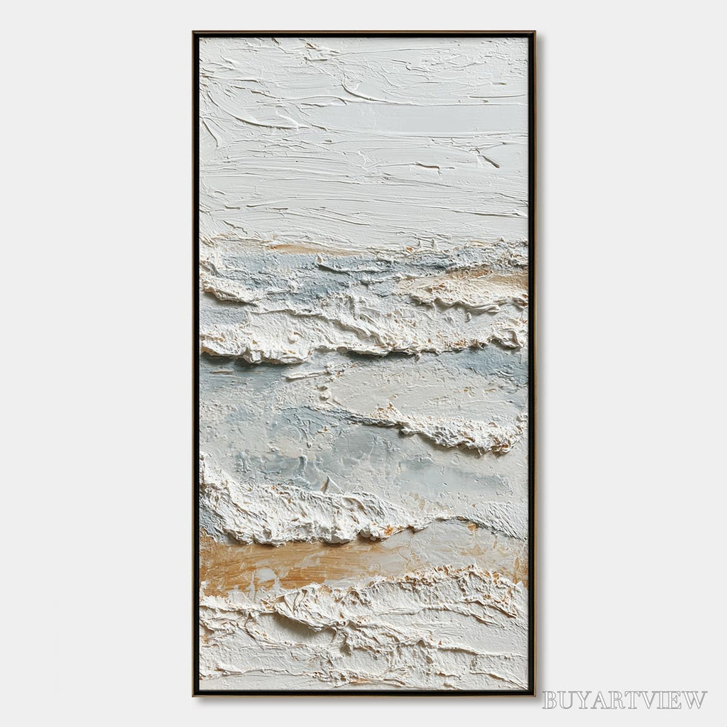 ARTOVITAS Whispering Tides – Heavily Textured Wabi Sabi Seascape Painting - image 1
