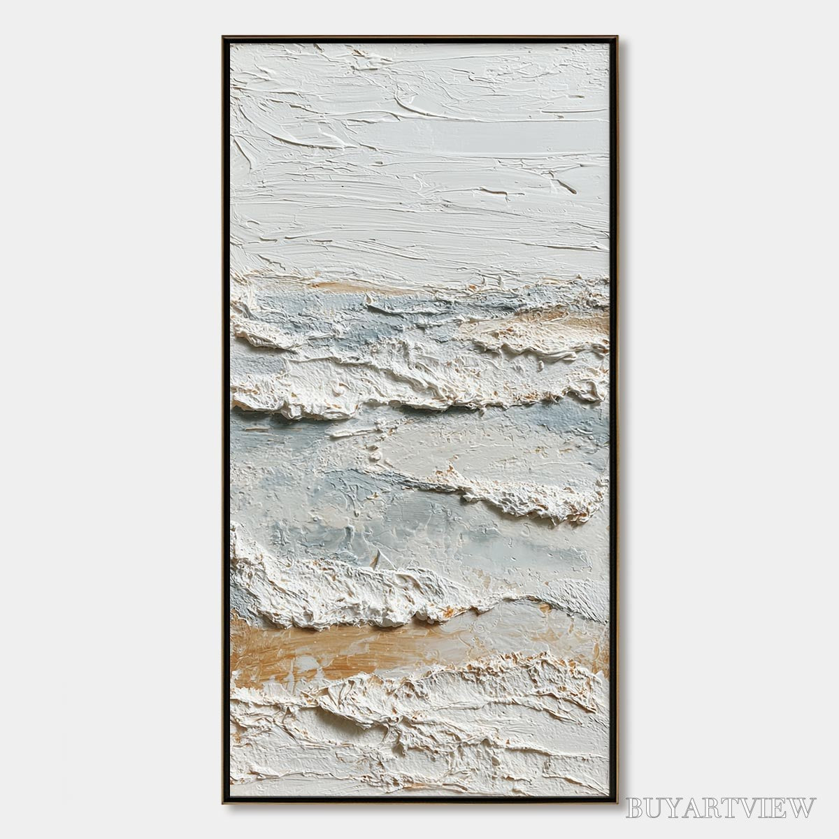 ARTOVITAS Whispering Tides – Heavily Textured Wabi Sabi Seascape Painting - image 1