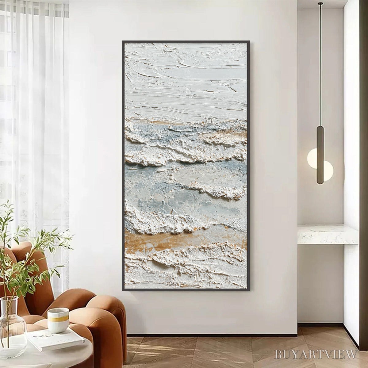 ARTOVITAS Whispering Tides – Heavily Textured Wabi Sabi Seascape Painting - image 2