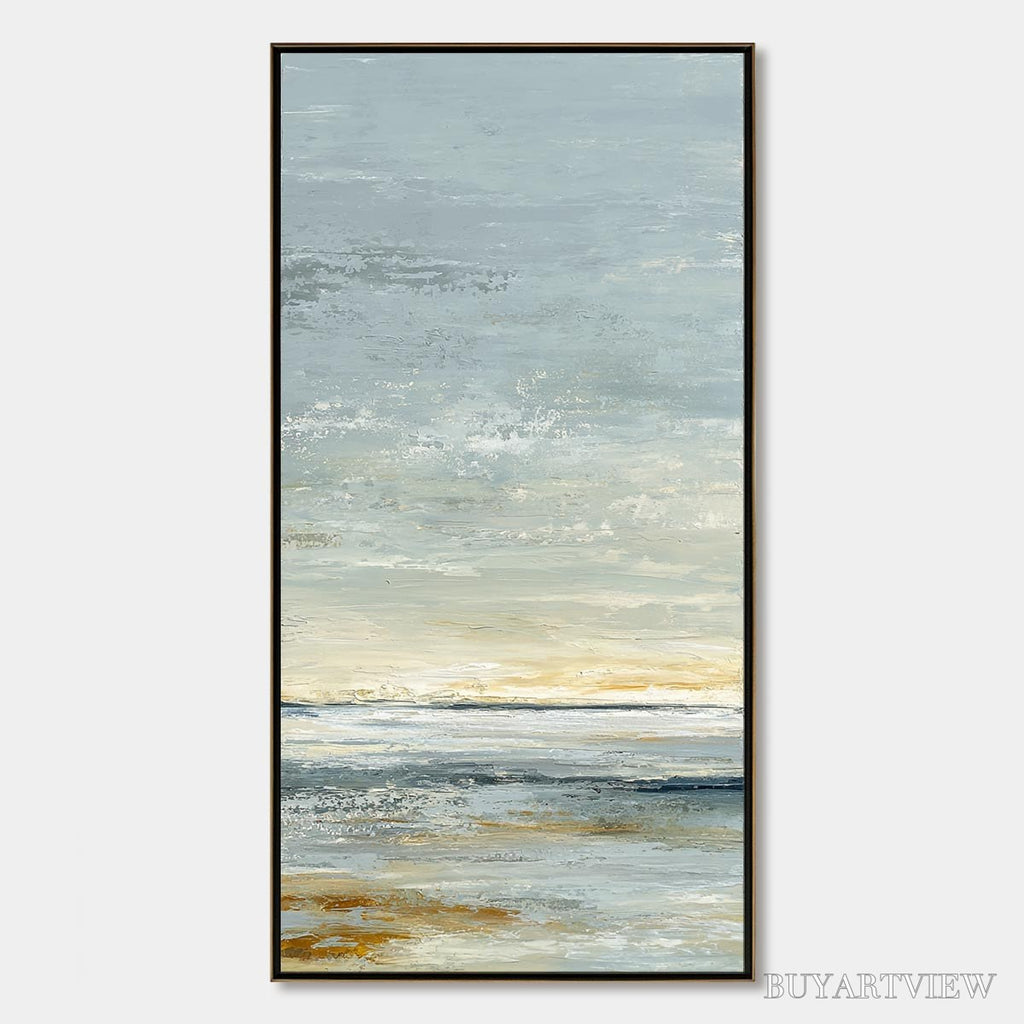 ARTOVITAS Quiet Horizon – Textured Minimalist Wabi Sabi Seascape - image 1