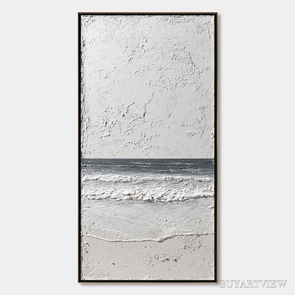 ARTOVITAS Eternal Shore – Wabi Sabi Textured Minimalist Seascape Painting - image 1