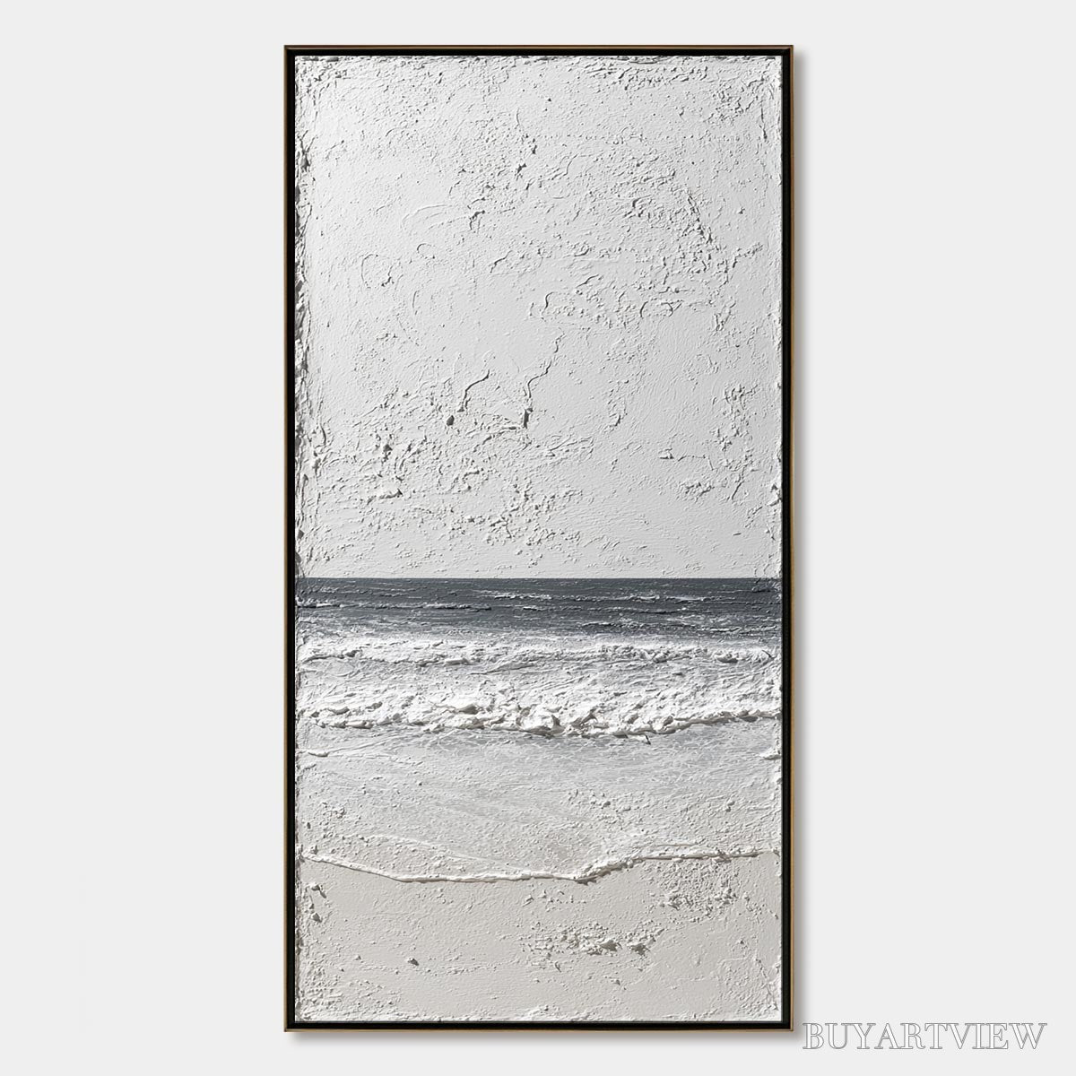 ARTOVITAS Eternal Shore – Wabi Sabi Textured Minimalist Seascape Painting - image 1