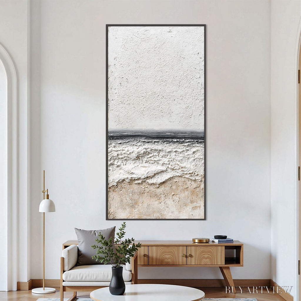 ARTOVITAS Eternal Shore – Wabi Sabi Textured Minimalist Seascape Painting - image 2