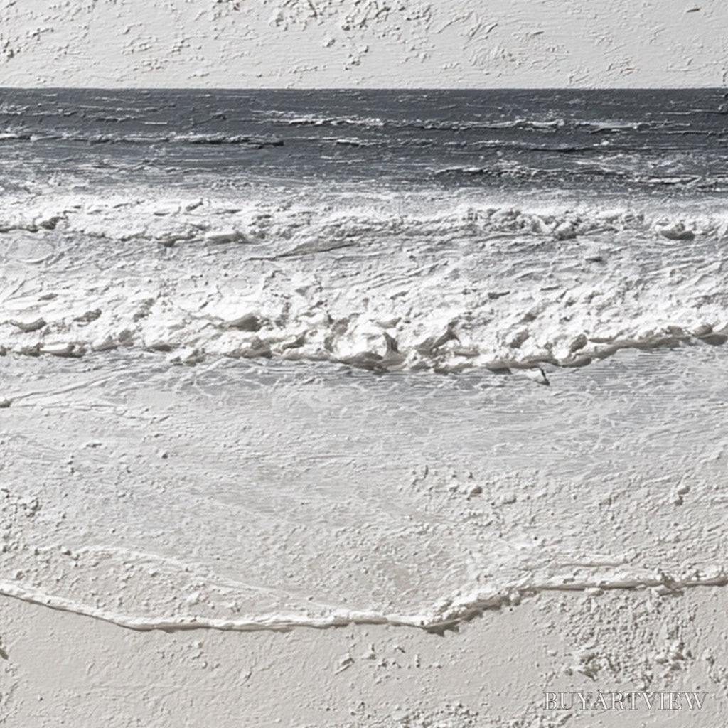 ARTOVITAS Eternal Shore – Wabi Sabi Textured Minimalist Seascape Painting - image 3