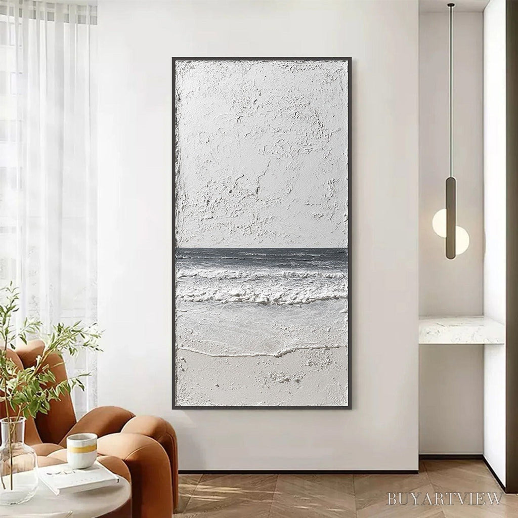 ARTOVITAS Noir Horizon – Textured Minimalist Black and White Seascape - image 2