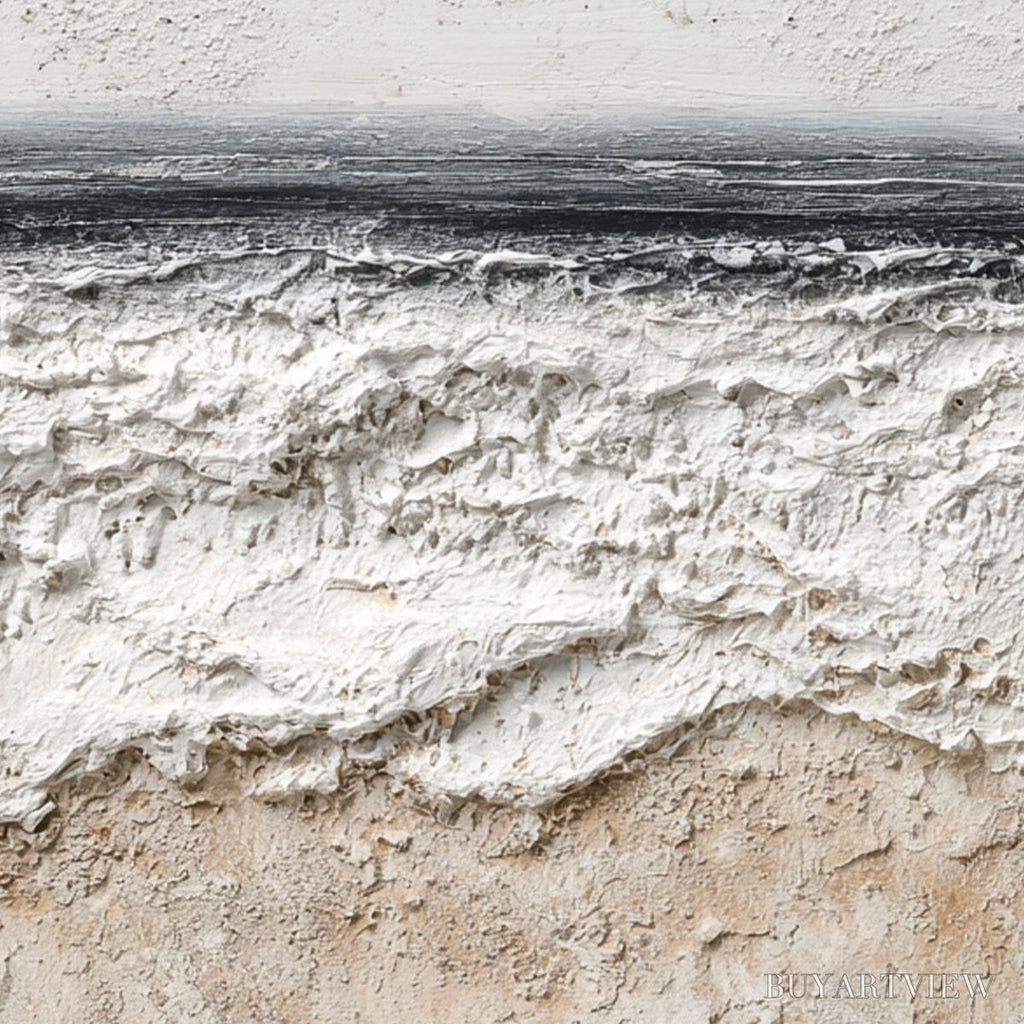 ARTOVITAS Noir Horizon – Textured Minimalist Black and White Seascape - image 3